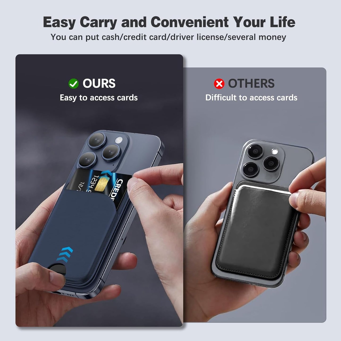 📱💳 MagSafe Magnetic Wallet Stand for iPhone – Strong Magnetic Card Holder with Adjustable Kickstand, RFID Protection & Premium Leather Design