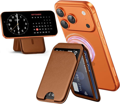 📱💳 MagSafe Magnetic Wallet Stand for iPhone – Strong Magnetic Card Holder with Adjustable Kickstand, RFID Protection & Premium Leather Design