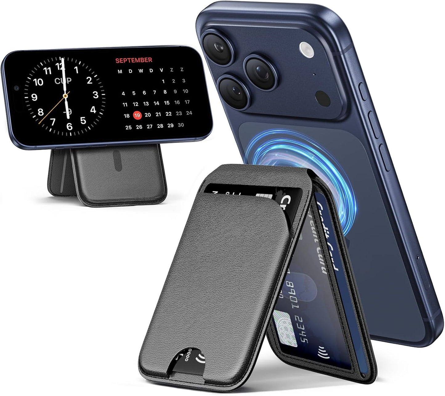 📱💳 MagSafe Magnetic Wallet Stand for iPhone – Strong Magnetic Card Holder with Adjustable Kickstand, RFID Protection & Premium Leather Design