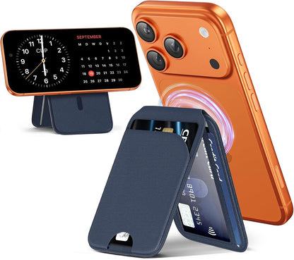 📱💳 MagSafe Magnetic Wallet Stand for iPhone – Strong Magnetic Card Holder with Adjustable Kickstand, RFID Protection & Premium Leather Design