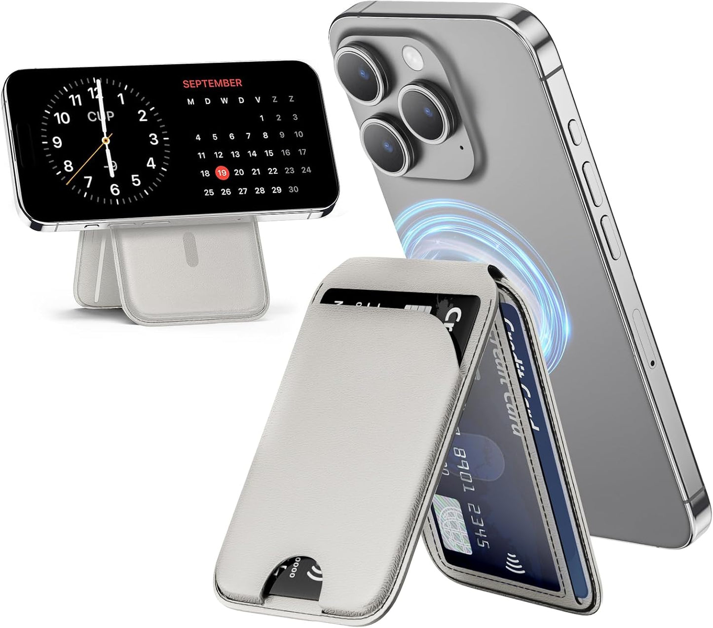 📱💳 MagSafe Magnetic Wallet Stand for iPhone – Strong Magnetic Card Holder with Adjustable Kickstand, RFID Protection & Premium Leather Design