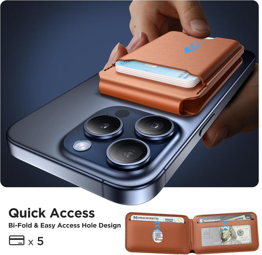 📱 MagSafe Magnetic Wallet Stand for iPhone – Strong Magnetic Card Holder with Adjustable Kickstand, RFID Protection & Premium Leather Design 💳