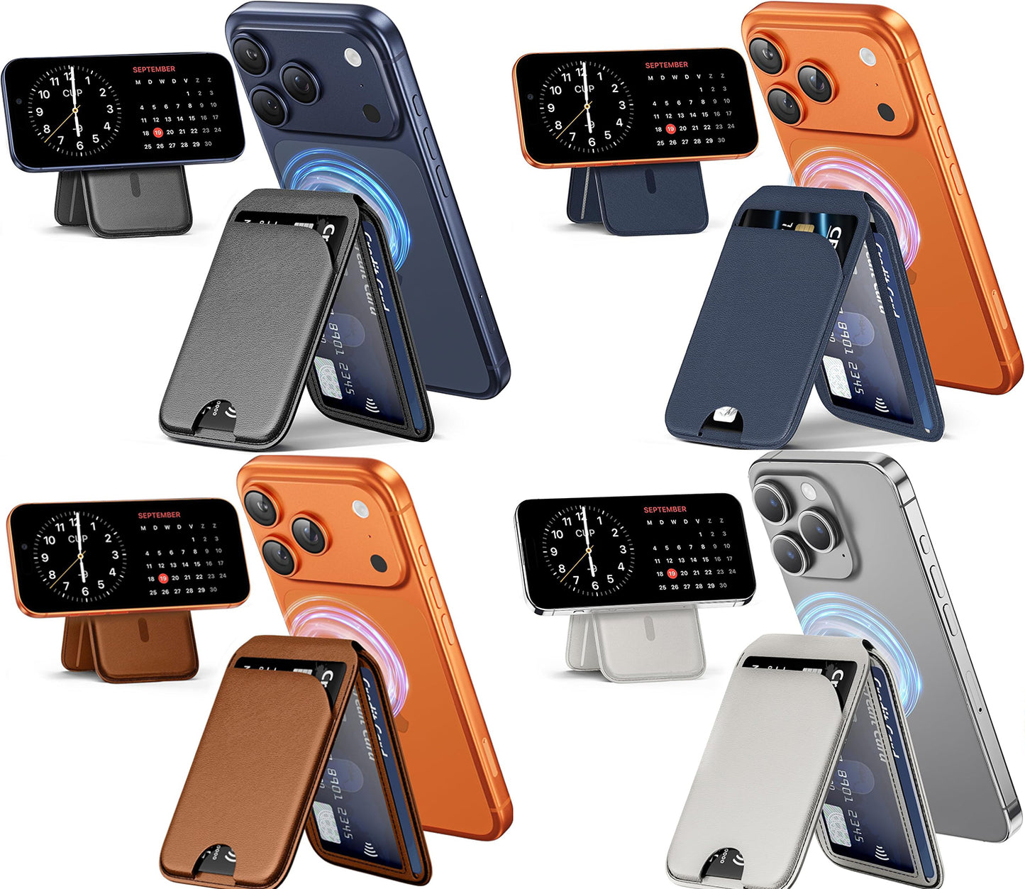 📱💳 MagSafe Magnetic Wallet Stand for iPhone – Strong Magnetic Card Holder with Adjustable Kickstand, RFID Protection & Premium Leather Design