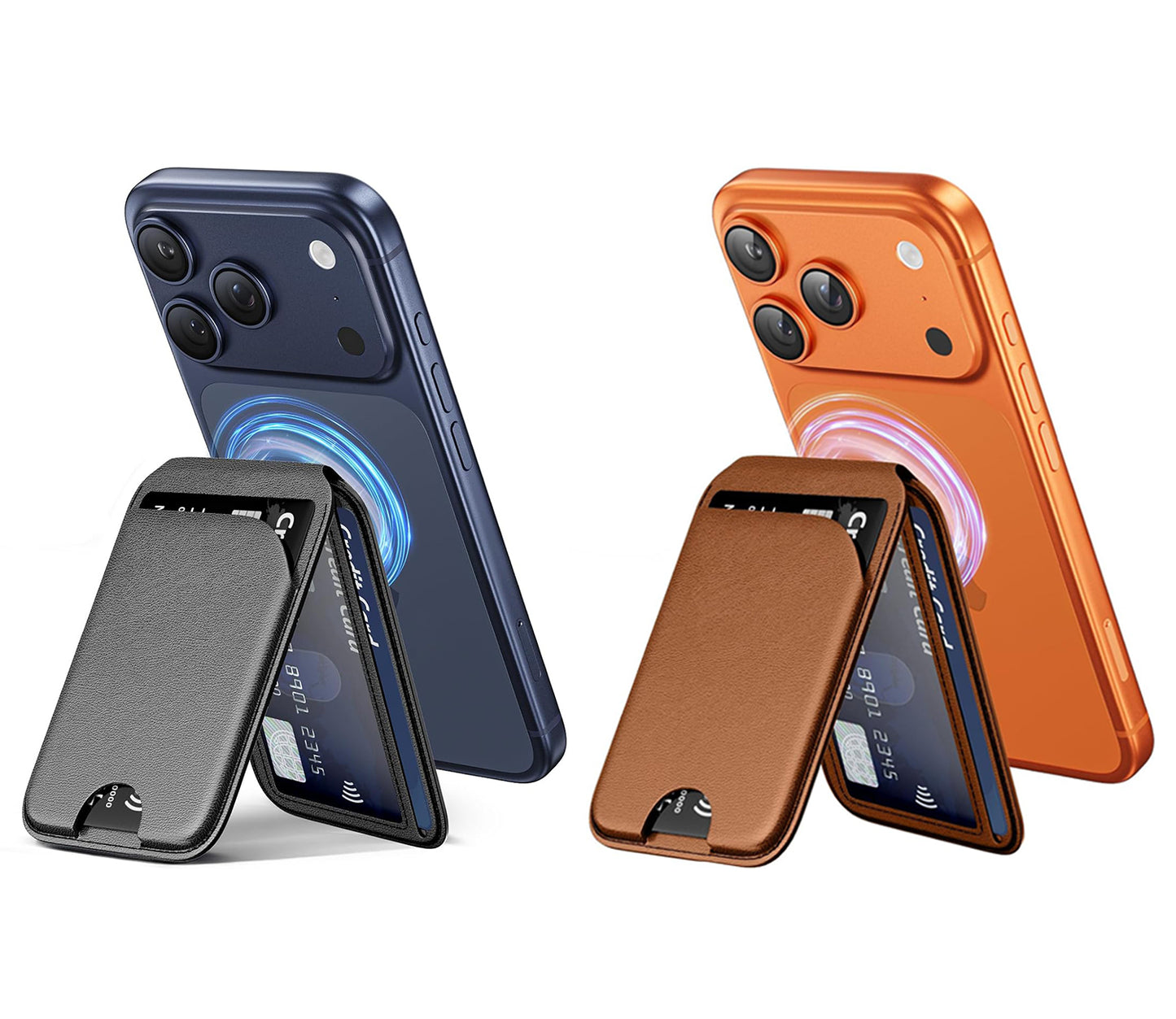 📱💳 MagSafe Magnetic Wallet Stand for iPhone – Strong Magnetic Card Holder with Adjustable Kickstand, RFID Protection & Premium Leather Design