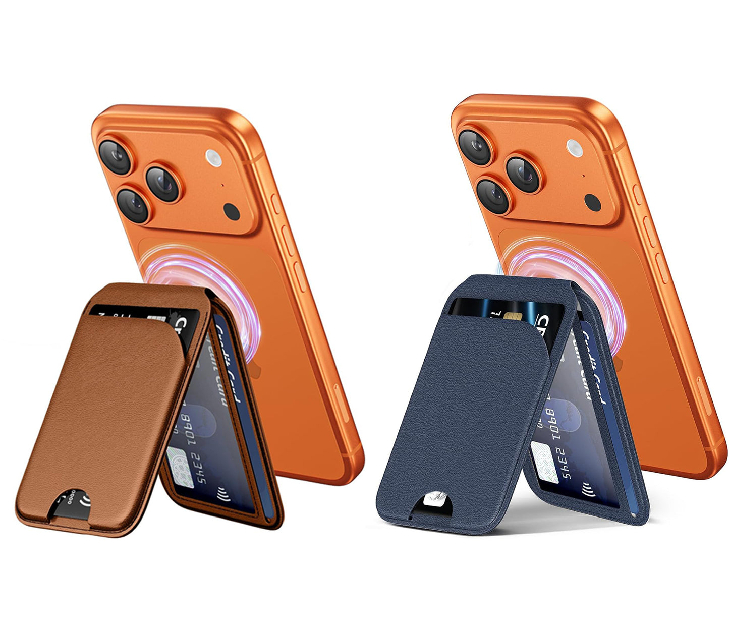 📱💳 MagSafe Magnetic Wallet Stand for iPhone – Strong Magnetic Card Holder with Adjustable Kickstand, RFID Protection & Premium Leather Design