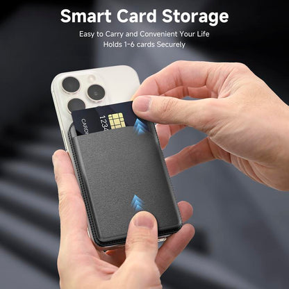 📱💳 MagSafe Magnetic Wallet Stand for iPhone – Strong Magnetic Card Holder with Adjustable Kickstand, RFID Protection & Premium Leather Design