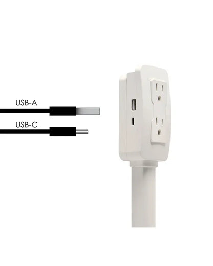 🔌 Adjustable Wall Outlet Extender Stick – 22"-34" Rotating Plug Extension with USB-A, USB-C & 2 AC Outlets for Hard-to-Reach Power Sockets Behind Sofa, Bed & Desk ⚡