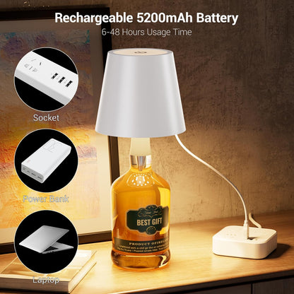 💡Rechargeable Wine Bottle Lamp – Touch Control LED Bottle Light with Adjustable Brightness & Waterproof Design 🍷