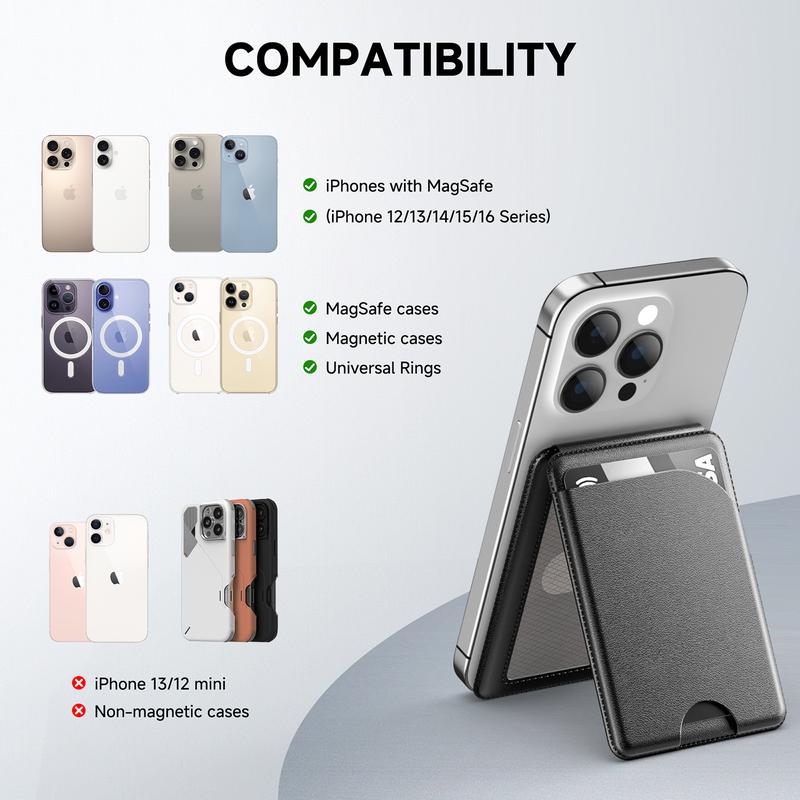 📱💳 MagSafe Magnetic Wallet Stand for iPhone – Strong Magnetic Card Holder with Adjustable Kickstand, RFID Protection & Premium Leather Design
