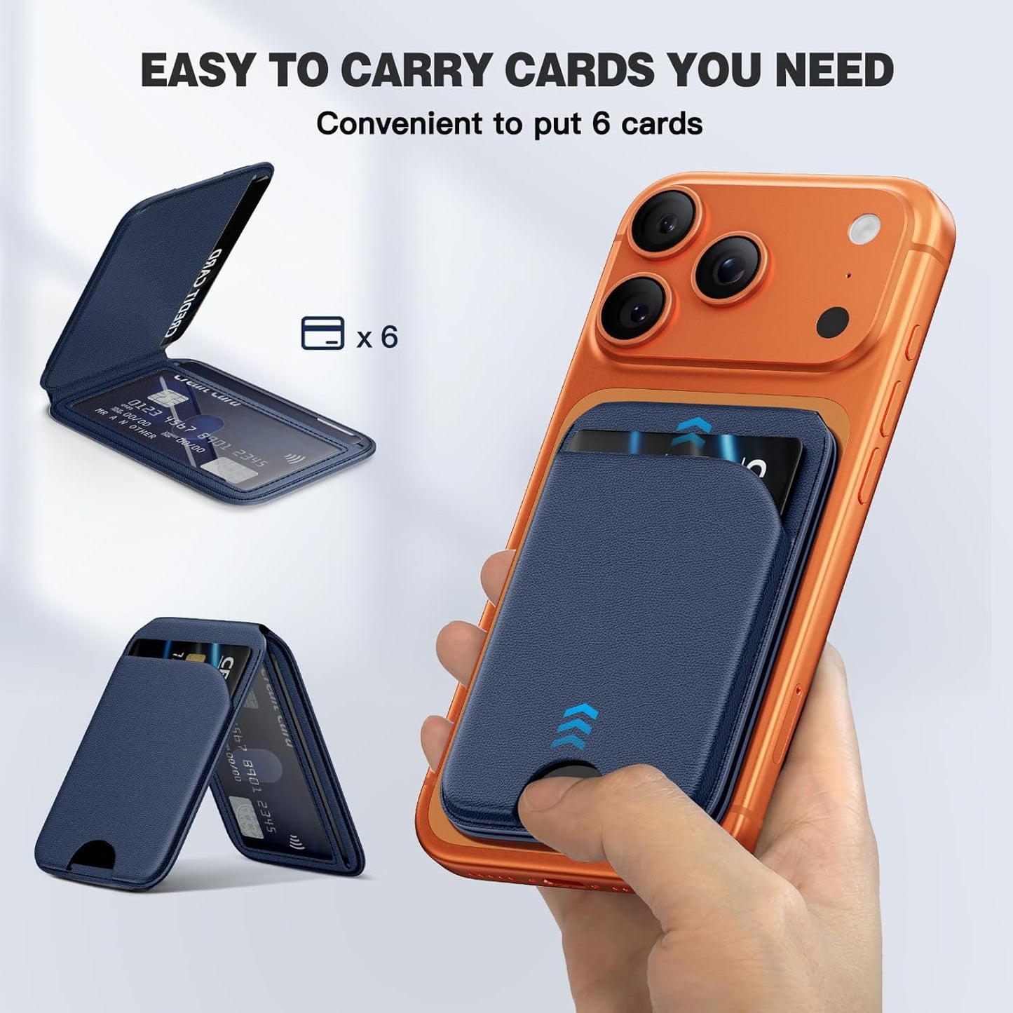 📱💳 MagSafe Magnetic Wallet Stand for iPhone – Strong Magnetic Card Holder with Adjustable Kickstand, RFID Protection & Premium Leather Design