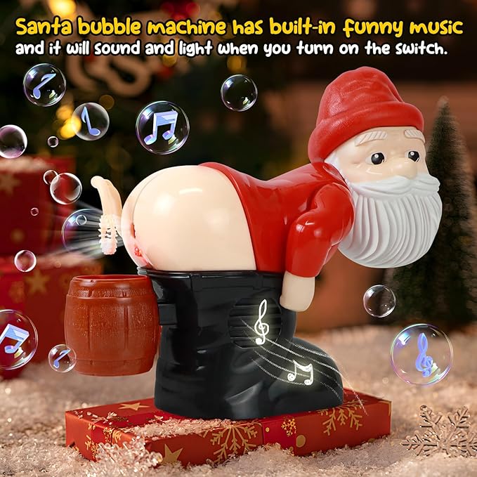 🎅 Santa Claus Bubble Machine – Funny Farting Santa Toy with Lights, Music & Bubbles | A Must-Have Christmas Hit for Kids’ Holiday Fun!🎁